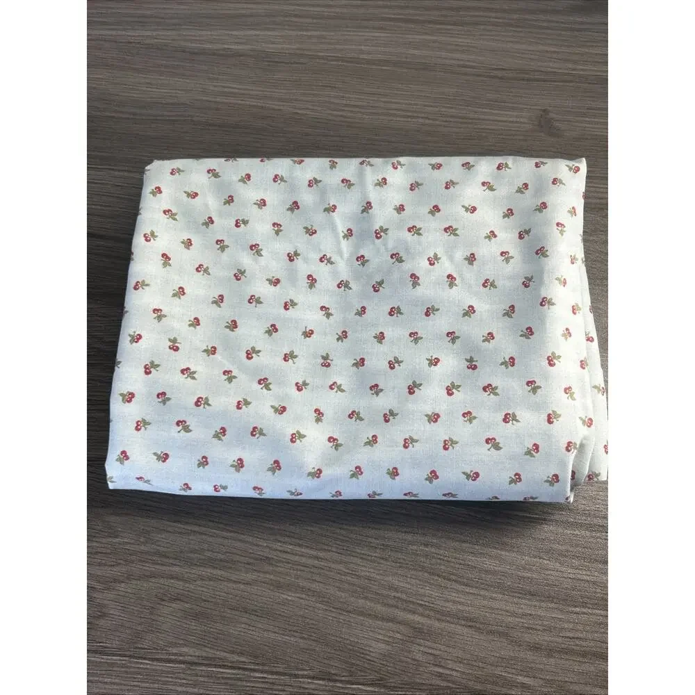 Cherry Print Cotton Fabric Vintage Tom & Hook Moda Ditsy Blue 42x76 Retro Dainty